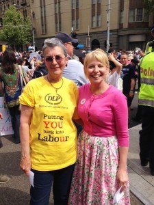 Carmel Kavanagh with DLP MP Dr Rachel Carling-Jenkins